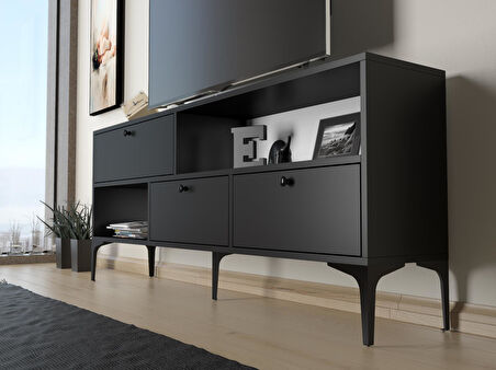 Wood'n Love Katre 150 Cm Metal Ayaklı Tv Ünitesi - Siyah / Siyah