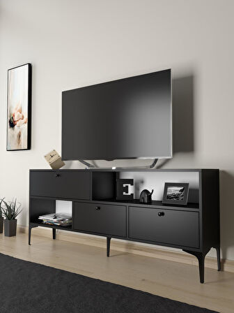 Wood'n Love Katre 150 Cm Metal Ayaklı Tv Ünitesi - Siyah / Siyah