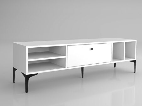 Wood'n Love Milan Tv Ünitesi Minifiks Bağlantı , Dolap Metal Ayak - Beyaz / Siyah