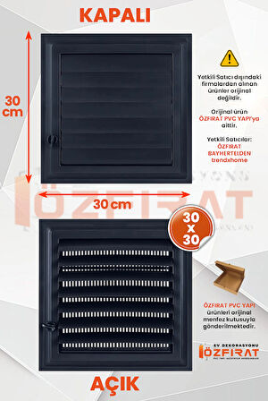 Menfez 30x30 CM — Banyo, Tuvalet - WC Havalandırma Menfezi — Plastik — Antrasit