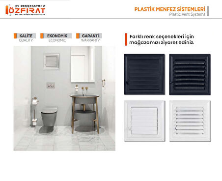 Menfez 35x55 CM — Banyo, Tuvalet - WC Havalandırma Menfezi — Plastik — Antrasit