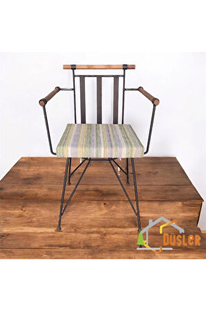 40x40 Sarı Yeşil Çizgili Su ve Leke İtici Fermuarlı Bağcıklı Sandalye Minderi 5 cm