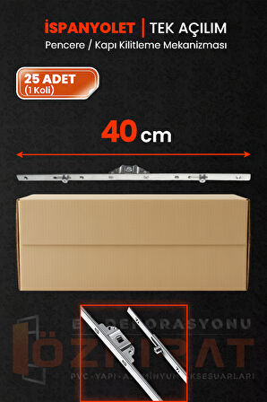 40cm Tek Açılım İspanyolet – PVC Pimapen Kapı Pencere Kilidi – (25 Adet)