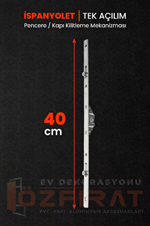 40cm Tek Açılım İspanyolet – PVC Pimapen Kapı Pencere Kilidi – (25 Adet)