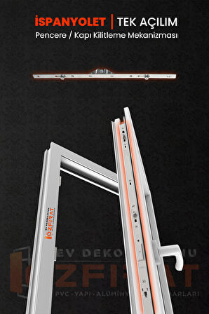 80cm Tek Açılım İspanyolet – PVC Pimapen Kapı Pencere Kilidi – (25 Adet)