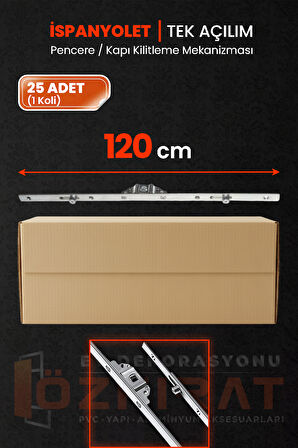 120cm Tek Açılım İspanyolet – PVC Pimapen Kapı Pencere Kilidi – (25 Adet)
