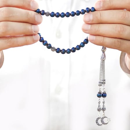 Kararmaz Metal Püsküllü Küre Kesim Multicolor Hematit Doğaltaş Tesbih