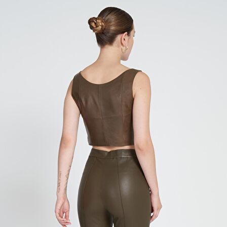 Desa Ella Yeşil Kadın Deri Büstiyer