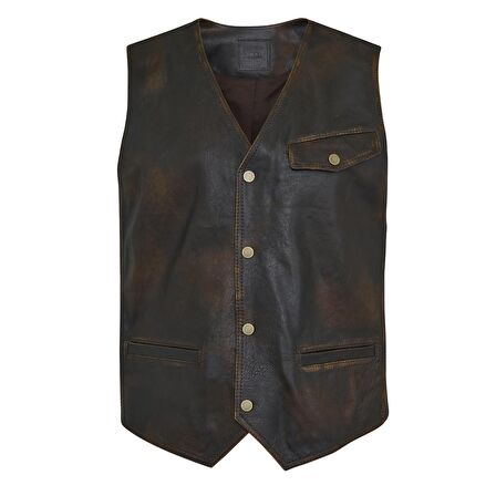 Desa Allan Kahve Erkek Vintage Deri Yelek