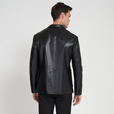 Desa Bradley Siyah Erkek Deri Blazer Ceket 