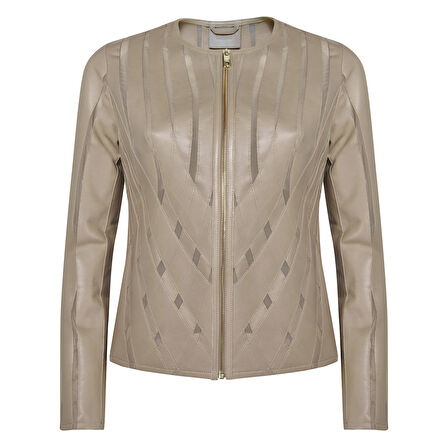 Marita Kadın Dairesel Panelli Deri Ceket