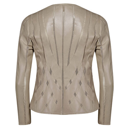 Marita Kadın Dairesel Panelli Deri Ceket