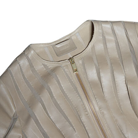 Marita Kadın Dairesel Panelli Deri Ceket