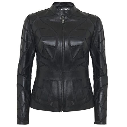 Origa Kadın Yaprak Panelli Deri Ceket