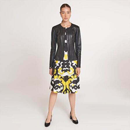 Deundria Kadın Fit Panelli Deri Ceket