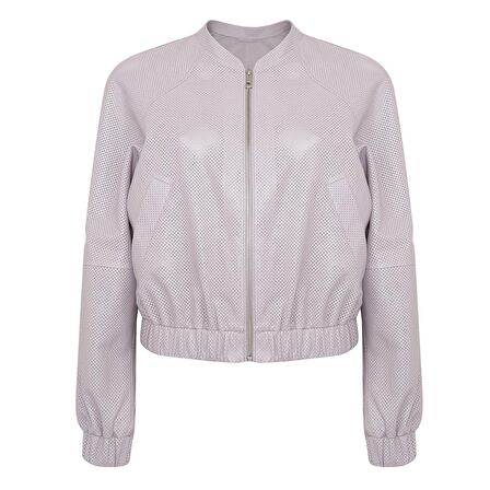 Iniga Light Rose Kadın Perforeli Deri Bomber Ceket