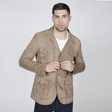 Antonin Bej Erkek Süet Safari Ceket
