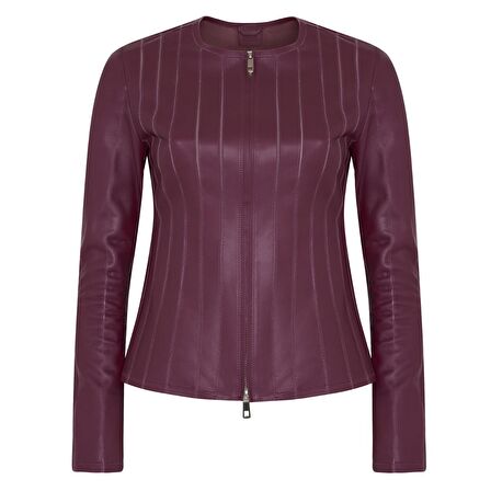 Deundria Kadın Fit Panelli Deri Ceket