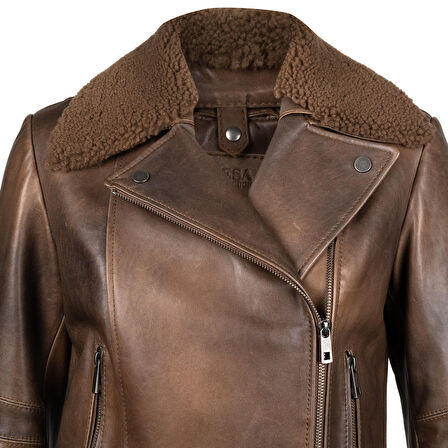 Aira Kadın Vintage Deri Biker Ceket