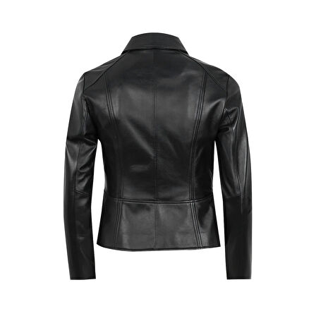 Kadın Siyah Fit Deri Ceket