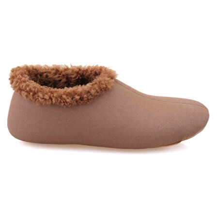 Kahve Kadın Fluffy Yünlü Patik