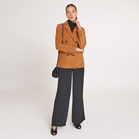 Jolanda Konyak Kadın Süet Deri Blazer Ceket