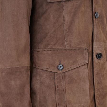 Antonin Kahve Erkek Süet Deri Safari Ceket