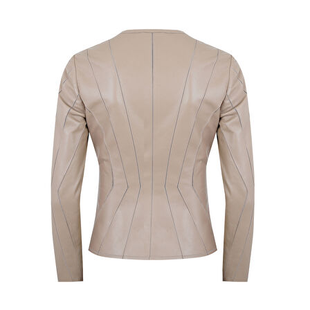 Bienna Bej Kadın Panelli Deri Ceket