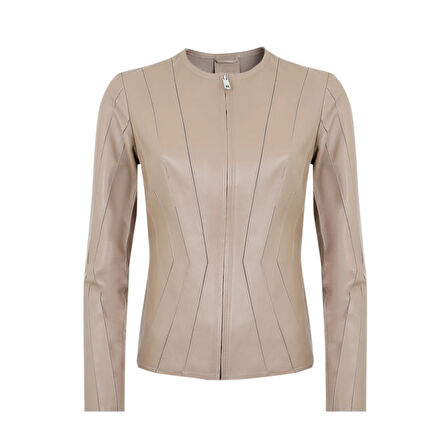 Bienna Bej Kadın Panelli Deri Ceket