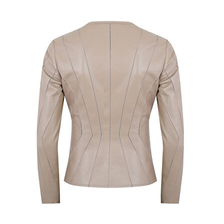 Bienna Bej Kadın Panelli Deri Ceket