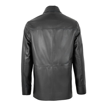 Achak Siyah Erkek Blazer Deri Ceket