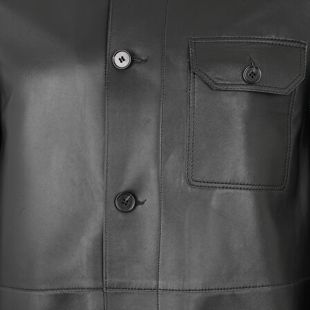 Achak Siyah Erkek Blazer Deri Ceket