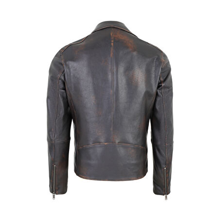 Santo Siyah Erkek Vintage Deri Ceket