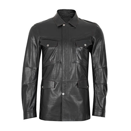 Briton Koyu Kahve Erkek Deri Mont