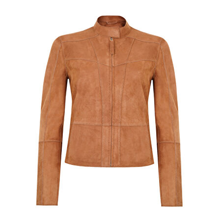 Chantoya Taba Kadın Biker Süet Deri Ceket