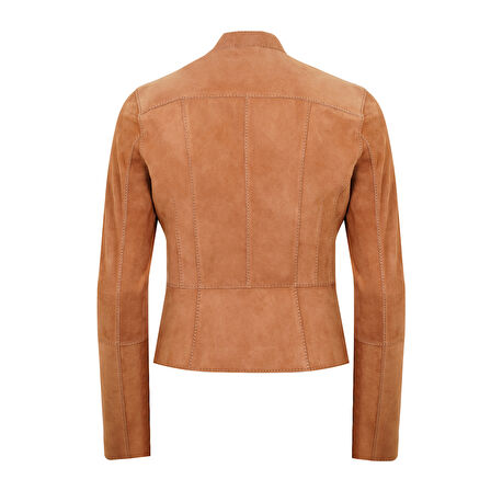 Chantoya Taba Kadın Biker Süet Deri Ceket