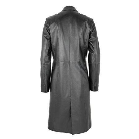 Canika Siyah Kadın Deri Blazer Trençkot