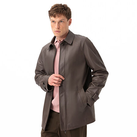 Bastion Kahve Erkek Deri Palto