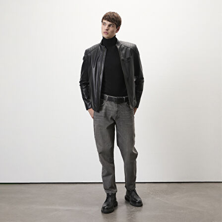 Dugan Siyah Erkek Deri Mont