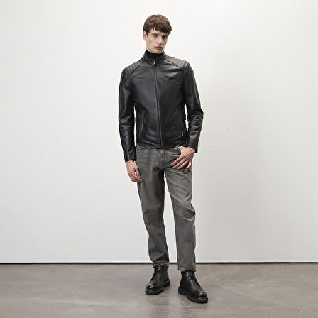 Dugan Siyah Erkek Deri Mont