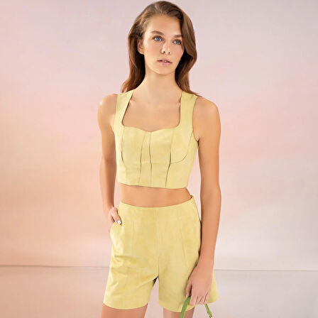 Lissandra Yeşil Kadın Deri Büstiyer