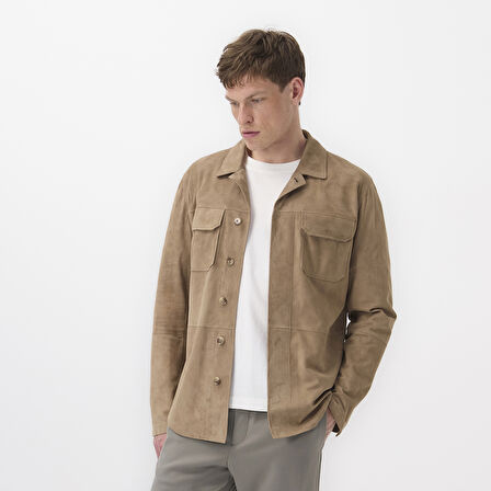 Saverio Kahve Erkek Süet Deri Gömlek