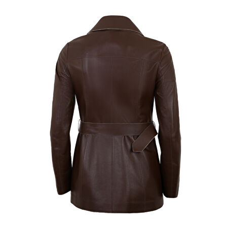 Beatricia Kahve Kadın Deri Safari Ceket