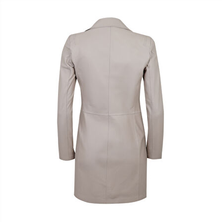 Adrina Krem Kadın Deri Trençkot