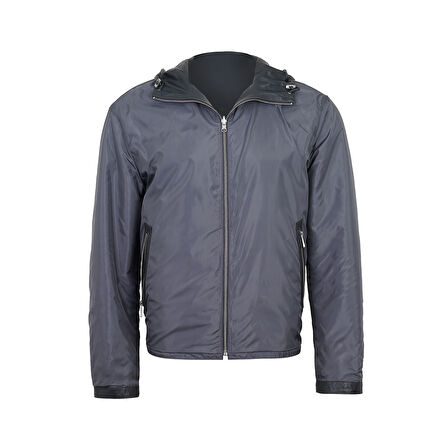 Alanzo Gri Erkek Çift Taraflı Bomber Deri Ceket