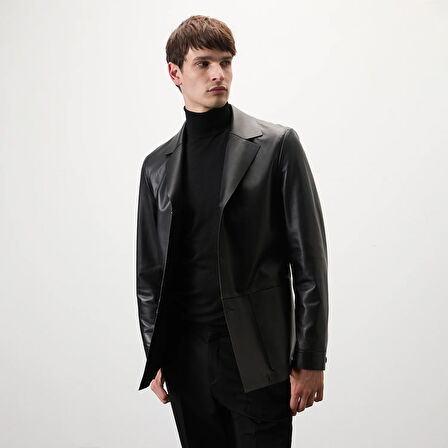 Auburn Siyah Erkek Deri Blazer Ceket