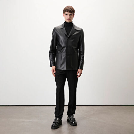 Auburn Siyah Erkek Deri Blazer Ceket