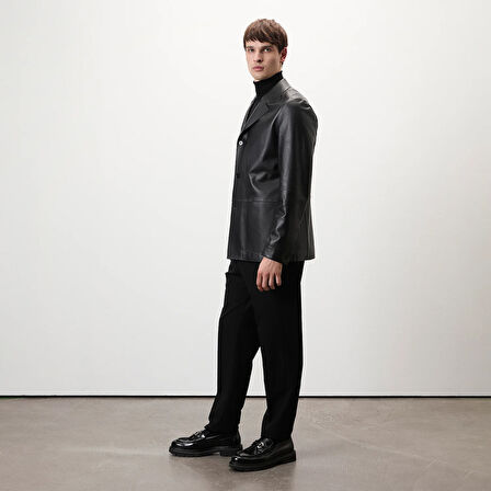 Auburn Siyah Erkek Deri Blazer Ceket