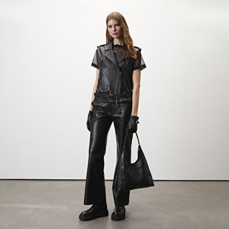 Alikae Siyah Kadın Deri Yelek