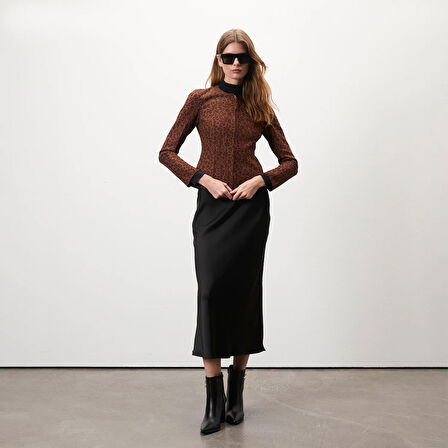 Deundria Leopar Kadın Panelli Fit Süet Ceket